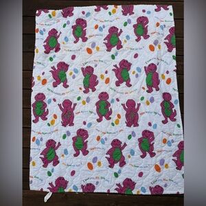 Vintage Barney Baby Dream Crib Quilt Blanket 55x39 Nursery Bedding